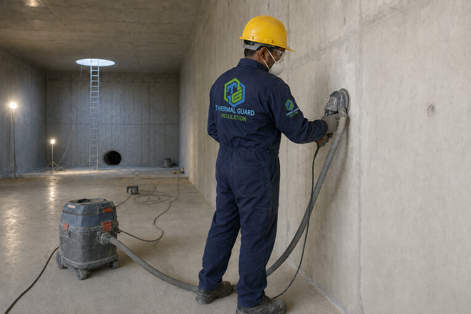 Mechanical Surface Preparation – GRP water tank lining process