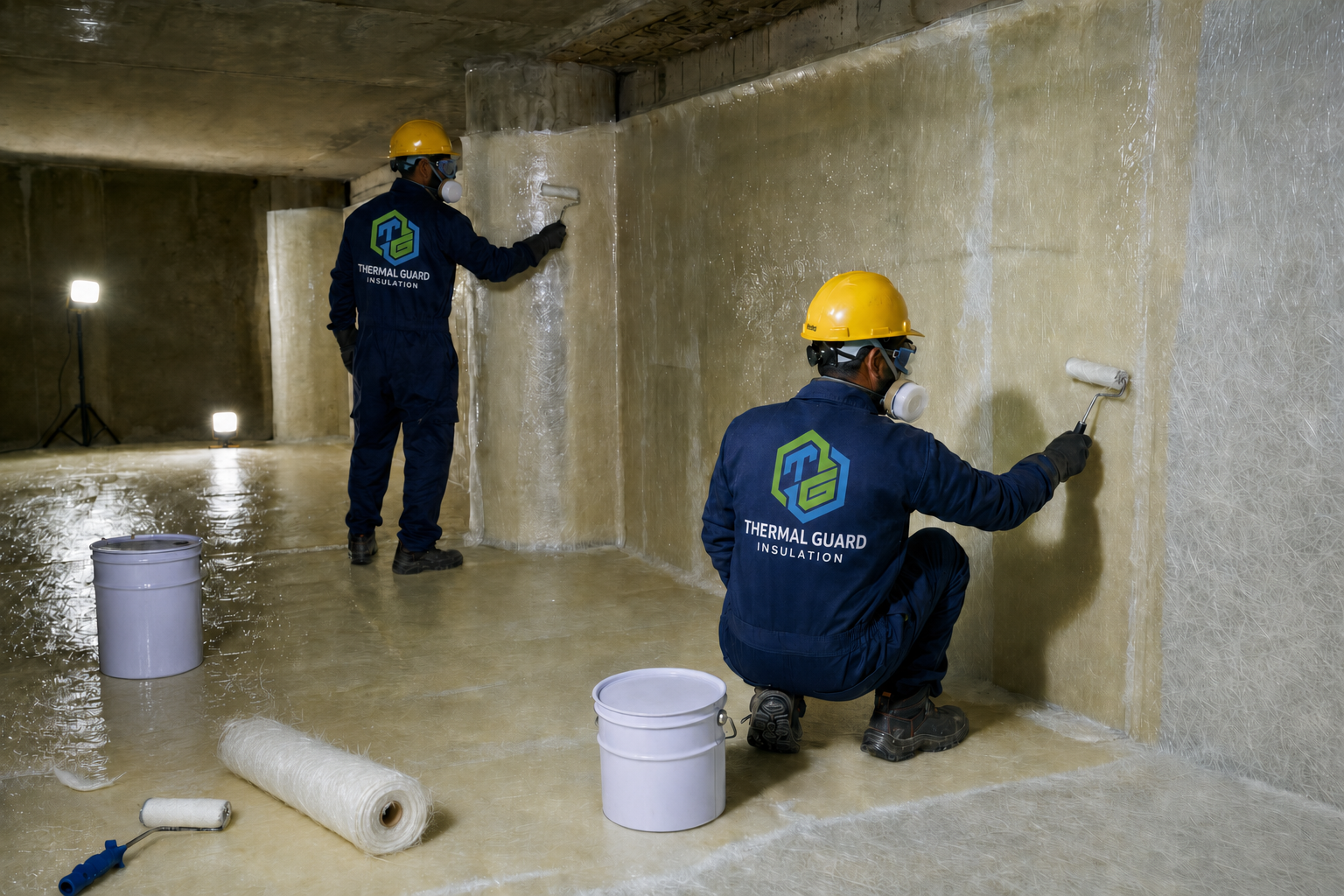Fibreglass lamination – GRP water tank lining process