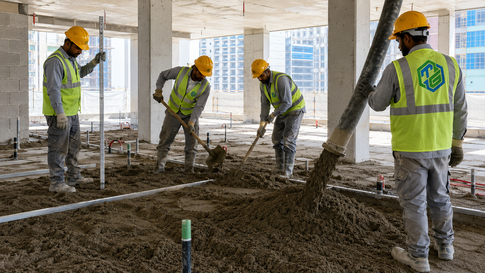 Hand-trowel finishing of freshly placed floor screed