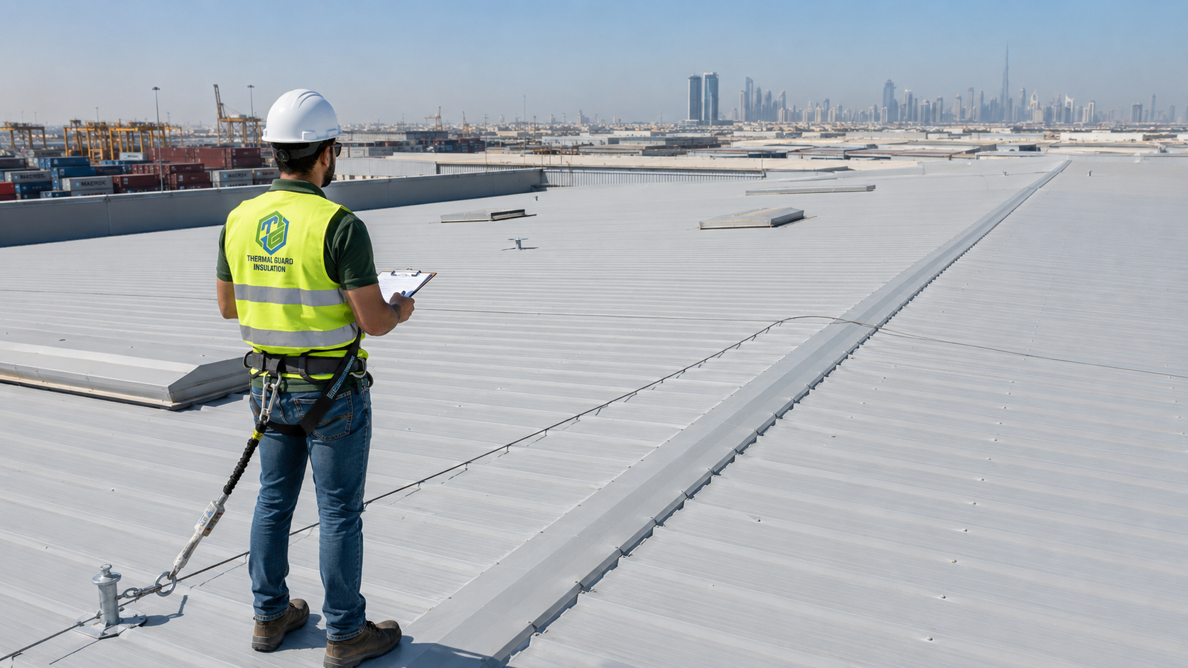 Corrugated metal roof surface preparation by Thermal Guard Insulation